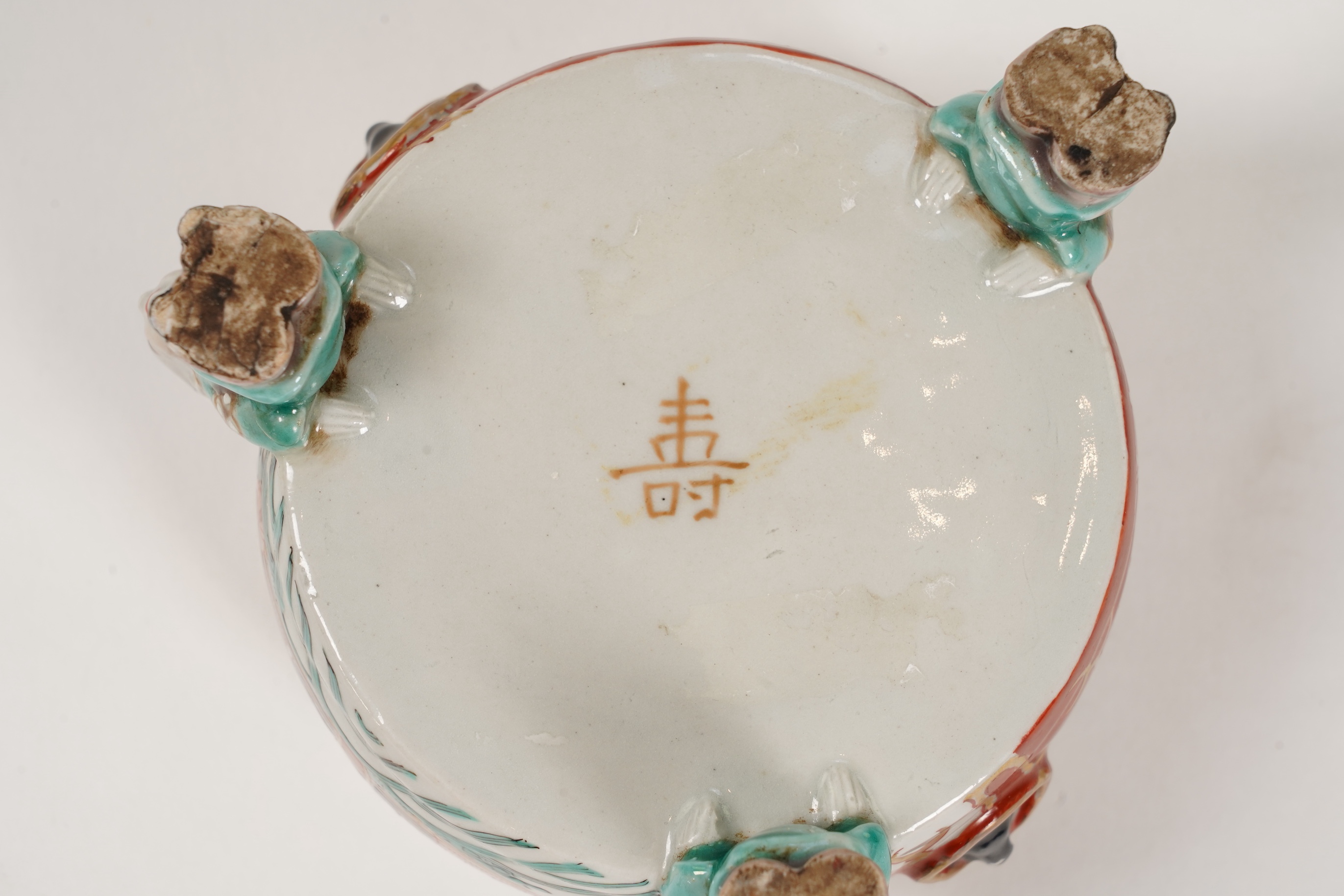 An unusual Japanese ’black ship’ porcelain koro and cover, 19th century